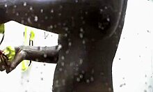 Hidden cam captures ebony ex's sexy shower secrets