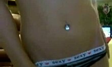 curvy bimbo showing off pierced tits and panties on webcam 😏