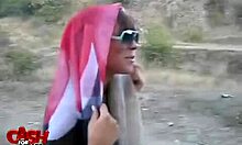 Brunette Amateur Rides Dick Intensely in Nature Threesome After Blowjob