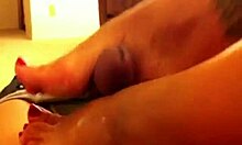 Oh, sexy babe gets cum on her soft feet!