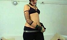 Punk Emo Brunette Touches Pierced Pussy in Pantyhose Solo