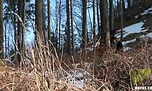 watch the older guy blowjob the hot babe outdoors in nature