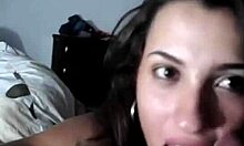 charming brunette 18+ chick sucks cock with beautiful eyes