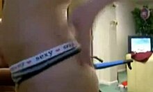 curvy bimbo showing off pierced tits and panties on webcam 😏