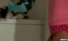 Chubby blonde babe STARTS WASHING her kinky clothes