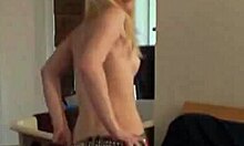 Cute blondie wearing pretty shirt about to get drunk on webcam