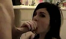 Goth babe sucks hard pecker