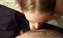 pierced redhead teen sucks cock and rides bloke hard!