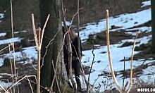 watch the older guy blowjob the hot babe outdoors in nature