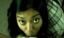 Cute Latino bitch slurps hard wang