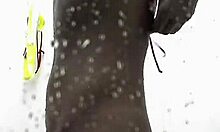 Hidden cam captures ebony ex's sexy shower secrets