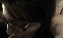 Nerdy babe passionately sucks thick cock with joy