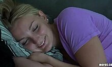 stolen gf porn of blonde barbie getting kinky on sofa with mirror