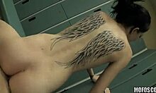 this very thin white gal takes a steamy shower before getting pounded hard