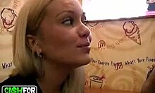 Hottie Sucks Off Hairy Bloke On Her Knees!