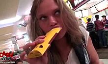 Shower cabin video of hot blonde vixen getting fingered