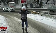 In snowy wilderness, a daring bimbo takes hard pounding doggystyle. Nature never felt so wild.