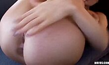 Wow! Glamorous Brunette Whore Flashes Big Rack on the Street!