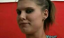 tanned teen 18+ babe plays with pussy close-up 😏