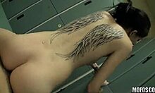 this very thin white gal takes a steamy shower before getting pounded hard