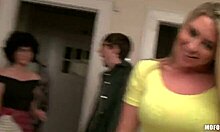 Very wicked porn scene where gangbang is about to begin.