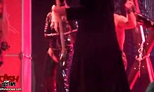 Pretty czech teen sucks cock in adult store