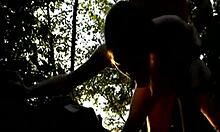 Daring gal getting harshly fucked in the woods with blowjob and outdoor sex