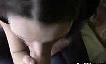 a tempting girlfriend performs oral action and receives cum in mouth during pov