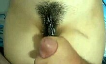 watch my gf getting sticky cum on hairy pussy