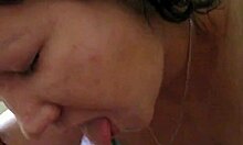 Naughty babe, I got my face totally creamed with jizz, oops