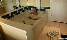 Lustful amateur gf plays with breast in bath