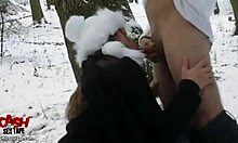 In snowy wilderness, a daring bimbo takes hard pounding doggystyle. Nature never felt so wild.