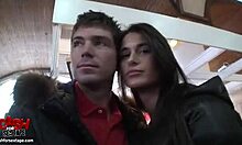 Pretty czech teen sucks cock in adult store