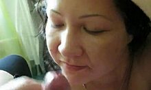 Naughty babe, I got my face totally creamed with jizz, oops