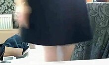 Horny redhead teen fingers her ass solo on webcam, undressing slowly