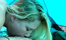 A sweet chick gags on a big cock in private video.