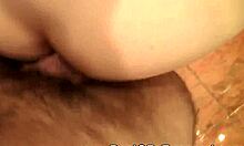 Slightly chubby girlfriend flaunts her hungry gaze in bathroom mirror