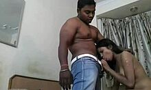 Indian hottie gobbles her man's pecker in this homemade blowjob vid