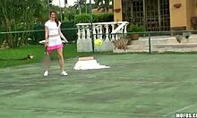 Tennis Gal Bends Over For Upskirt Fucking And Blowjob