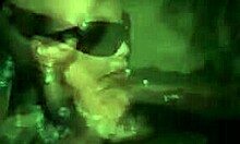 Stylish ebony babe performs oral while smoking