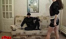 brave gf in white boots gets her pussy brutally fucked on the sofa 😍