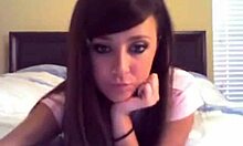 Slender blonde girl masturbate on her bed