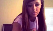 Slender blonde girl masturbate on her bed