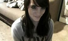 Brunette teen undresses and masturbates pussy on webcam! Natural tits exposed!