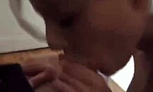 barely legal blonde babe stuffs face on meat in pov blowjob