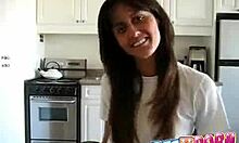 girl in white shirt removes pretty red panties