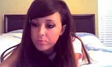 Slender blonde girl masturbate on her bed