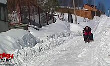 Dreamy slut in purple bra gets brutally penetrated with oral and fucking