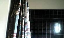 Brunette teen undresses and masturbates pussy on webcam! Natural tits exposed!