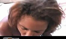 young ebony cutie gives deep blowjob and gets facial